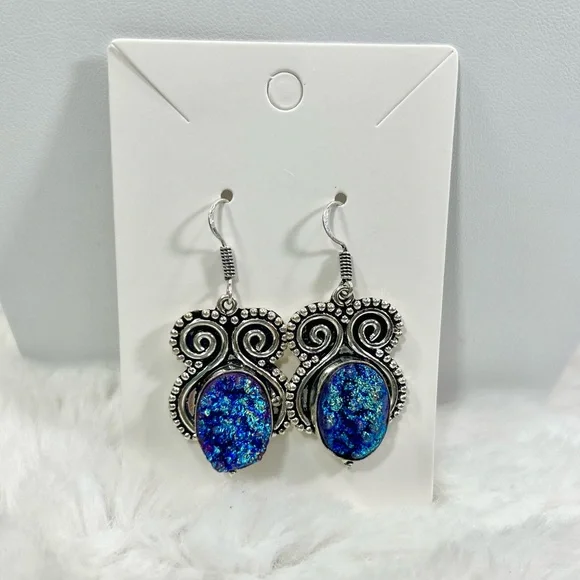 Titanium Druzy 925 Pendant & Earrings Set - Picture 8 of 15